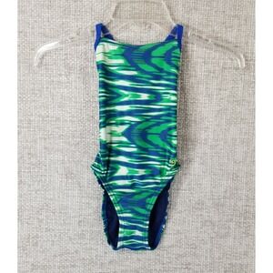 Speedo Girl's Pro LT Wave Wall Crossback One Piece Swimsuit Size 20 Blue NWT
